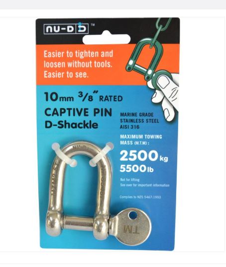 NU-D shackle - 10mm Stainless Steel